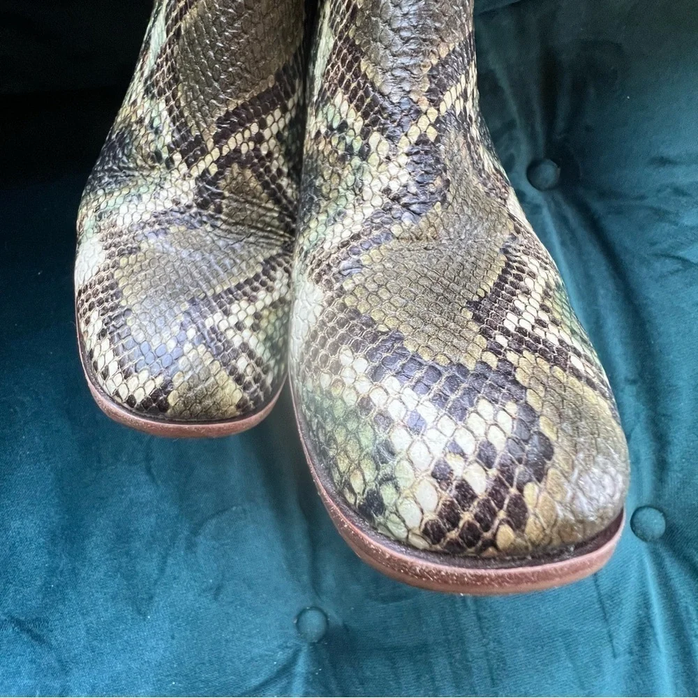 MADEWELL Snakeskin Leather Square Toe The Rosie Ankle Boot block heel SIZE 6
